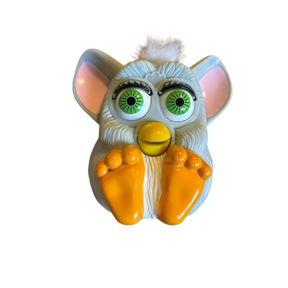 Vintage 1998 McDonalds Happy Meal Toy Light Grey Plastic Furby - Picture 1 of 5